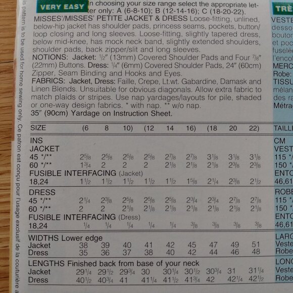 Jacket and Dress Sewing Pattern Size 6-10 See & Sew 4324 UNCUT Vintage 90s - Picture 6 of 10